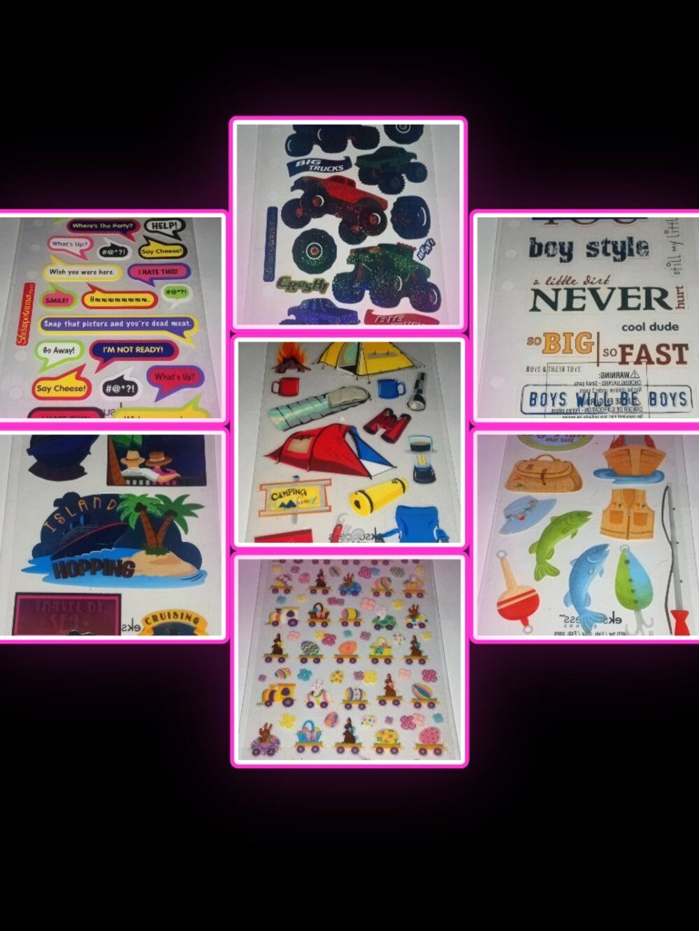 Sticko Sticker Lot 7 Pcs Big Fish Bait Shop Camping Monster Trucks Island Hoppin